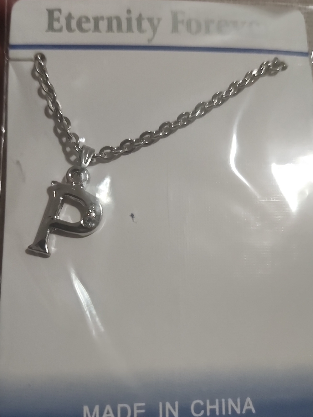 Silver 'P' Initial Necklace